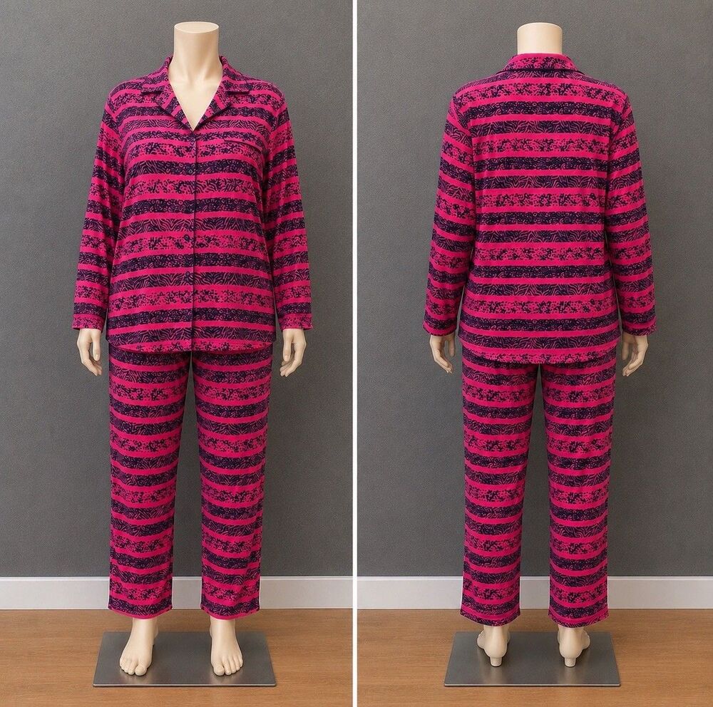 Joe Boxer Womens Medium Pink Animal Print Pajama Set 2Pc Full Length Sleepwear